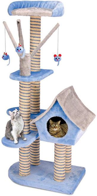 Penn Plax 오두막 숨숨집 대형 고층 캣타워 BLUE, 블루, 1개