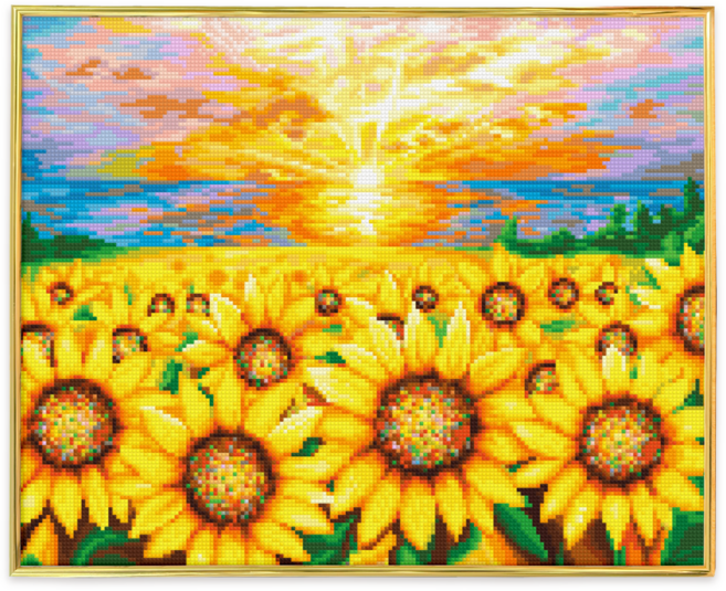 블링블링 보석십자수 슬림액자패키지 50x40cm (AB+원형), 1세트, BL5040-003 (일출해바라기)