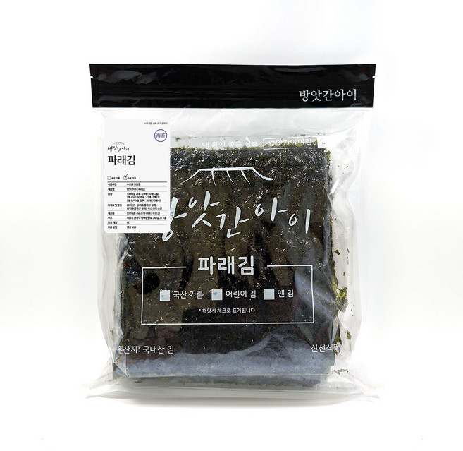 파래김 100매 조미김 100% 참기름들기름만 바른 맛있는 방앗간아이 즉석구이김 소금보통 6등분, 1개, 340g