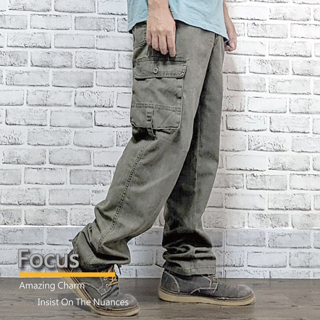 彈力工作褲 輕量透氣 立體側袋 多口袋休閒褲 卡其褲