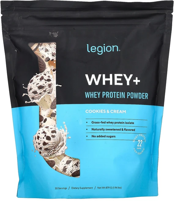 Legion Athletics 유청+ 유청 단백질 분말 쿠키 앤 크림 879g(1.94lbs) Athletics (리전 애슬레틱스), 879 g, 1개 - 쿠팡