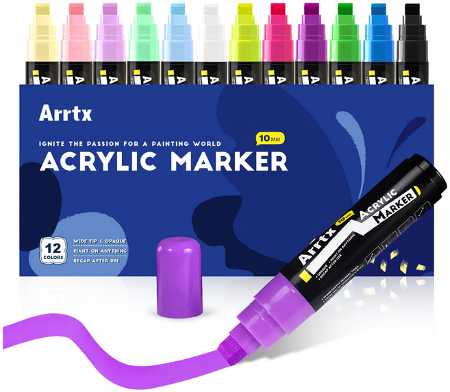 아트엑스 수성 아크릴 생활방수 마카펜 점보 세트 AACM-0510-12A, 1세트, 12색