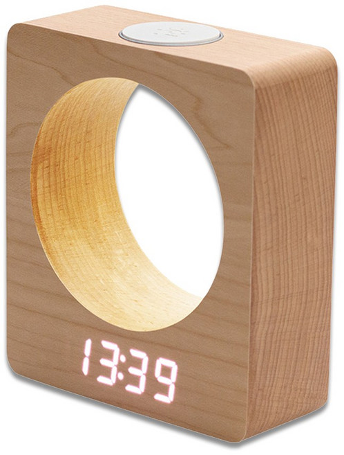 디지털 LED 탁상시계 우드 인테리어 무드등 무소음 알람시계