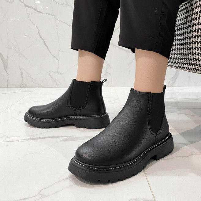 루크 남성 무광 첼시 부츠 남자 봄 가을 사계절 키높이 신발 미끄럼 방지 워커 사이드 밴딩 캐주얼 슈즈 3.5cm