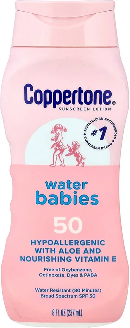 Coppertone 자외선 차단제 로션 워터 베이비 SPF 50 237ml(8fl oz) Coppertone (코퍼톤), 237ml, 1개 - 쿠팡
