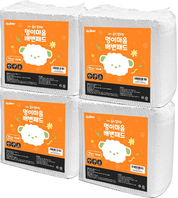 올투펫 강아지 고흡수 논슬립 배변패드, 100개입, 4개