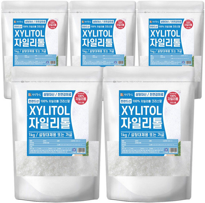 건강중심 핀란드 자일리톨 크리스탈 가루 1kg, 5개
