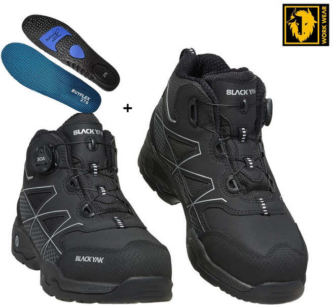 블랙야크 YAK-500D 경량 보아 다이얼 안전화 + 바이플렉스 깔창, 블랙, 1개