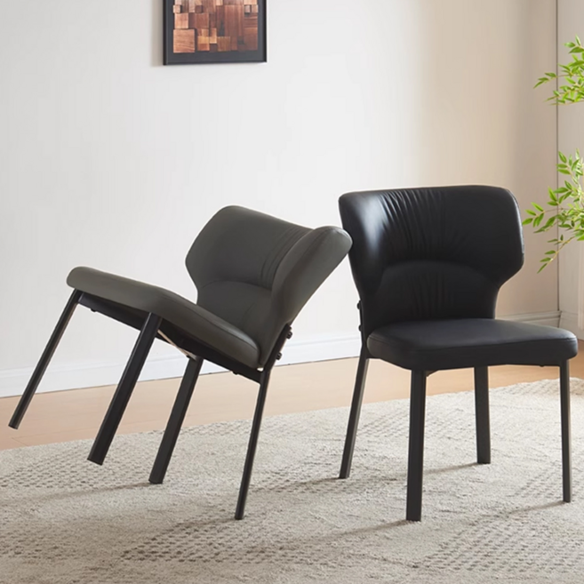 하루꿈 식탁 의자 이탈리안 럭셔리 가죽 소프트백 의자 대면적 등받이 카페 인테리어 식탁 의자, 1개, 그레이