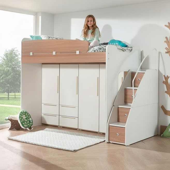 보루네오하우스 스타 벙커침대 수납계단형 H세트 ys016-1 이층침대, 화이트AABB