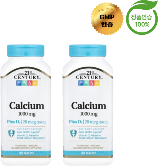 1+1 21st 센추리 칼슘 1000mg + 비타민D3 90정, 2개
