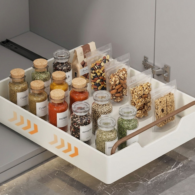 세오나 튼튼한 무타공 접착식 슬라이딩 선반 다용도선반, 1개, 화이트