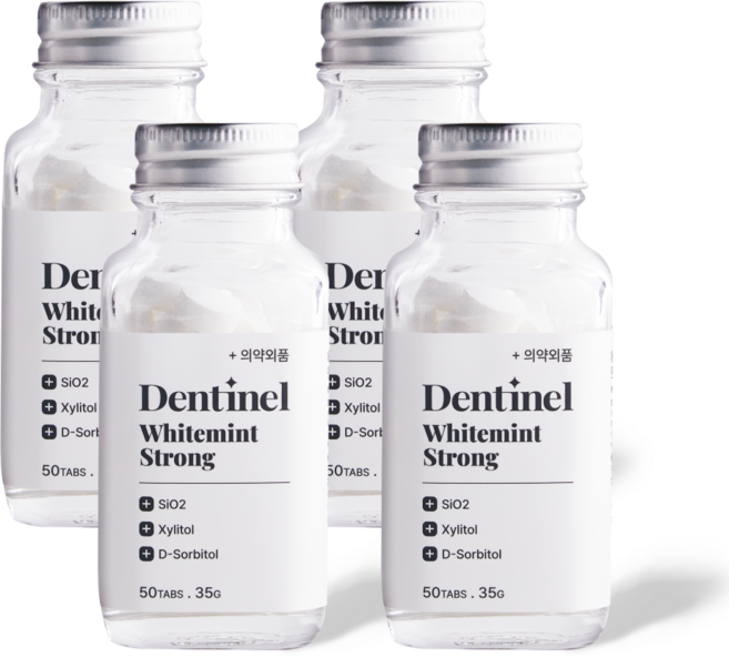 덴티넬 화이트민트 스트롱 고체치약 자일리톨 치아 미백, 4개, 35g