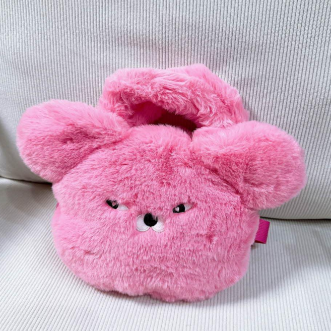 와사비베어 얼굴 디자인 털 손가방 크로스백