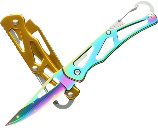 비브온 아웃도어 캠핑용 낚시 등산 폴딩 나이프, 2개, 골드+레인보우
