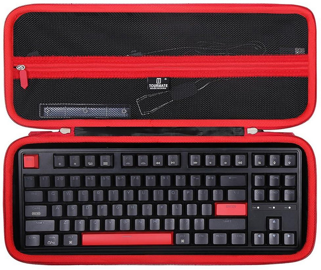 Keychron QMK/VIA/Aula F75 Pro/WIN68 HE/RedThunder 60%/GEODMAER 65% 게이밍 키보드용 하드 보관 케이스 EPOMAKER x, Black + Red