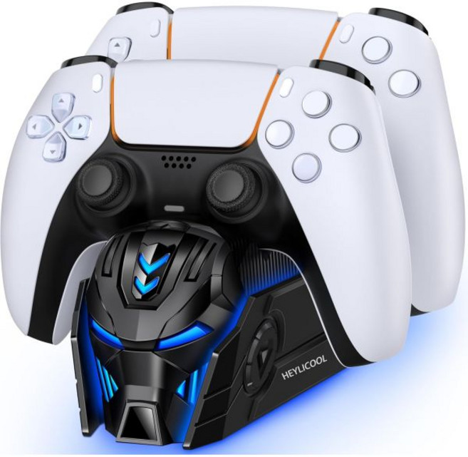 HEYLICOOL 플레이스테이션 5 듀얼센스 컨트롤러용 PS5 컨트롤러 충전기 스테이션 LED 듀얼 독 페이스플레이트 엣지용 충전 액세서리 블랙, Black, 1개