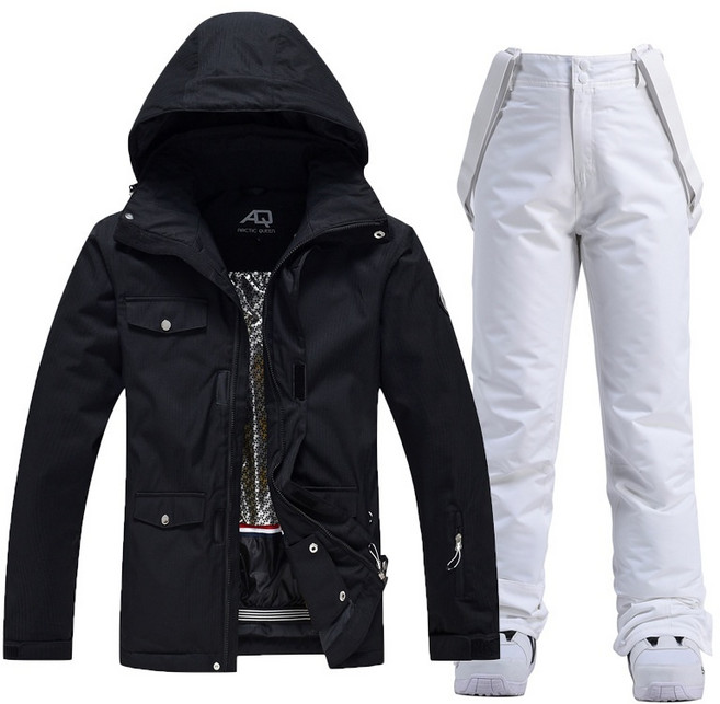 이지로지엑스 남여 스키복 겨울 아웃도어 스노우보드 스키복세트, 검정-흰색, 1개