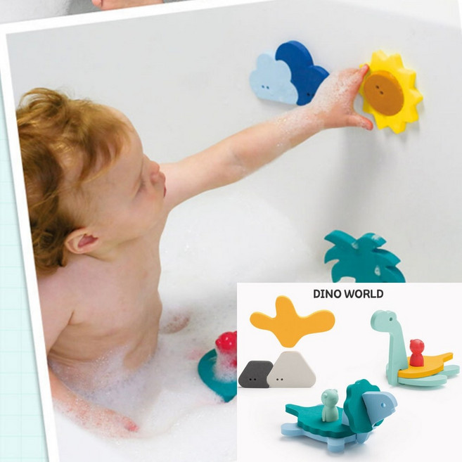 템팜 욕조에 붙는 목욕놀이 입체조립블록 다이노월드 안전한 흡착블록 욕실블록 입체블록 물놀이 장난감, 1개