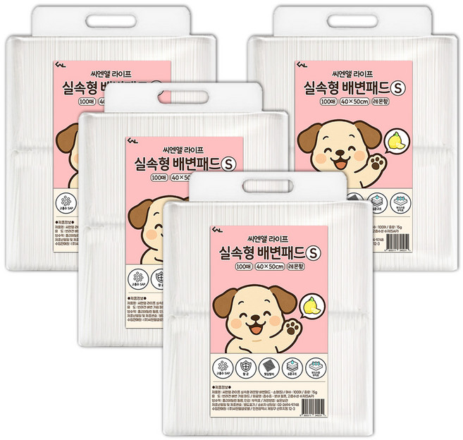 씨엔앨라이프 실속형 배변패드 레몬향, 100개입, 4개