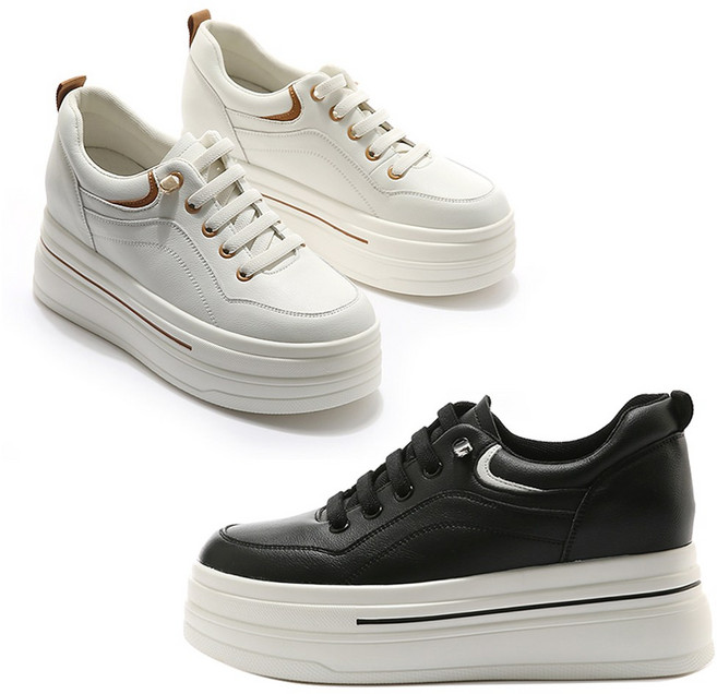 스타슈 여성 천연소가죽 키높이 통굽 플랫폼 슬립온 스니커즈 속굽 운동화 8cm