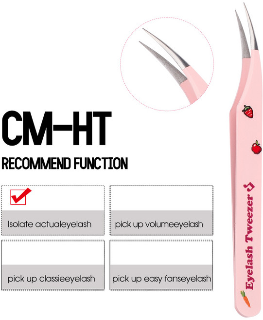 핀셋FADVAN 1 Pcs 핑크 딸기 족집게 속눈썹 메이크업을위한 전문 스테인레스 스틸 그라디언트 도구, 02 CMNZ-HT-1, 1개
