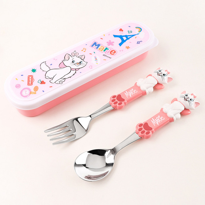 디즈니 토이스토리 유아 어린이 수저세트 스푼포크 수저통, 1세트, 수저포크, 핑크 마리
