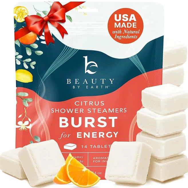 샤워 스티머 아로마테라피 - 천연 성분과 유칼립투스 오일로 만든 미국산 대형 여성 및 남성을 위한 릴랙세이션 스파 선물 독특한 셀프 케어 선물, Citrus, 7 Count Pa of 1, 1개 - 쿠팡
