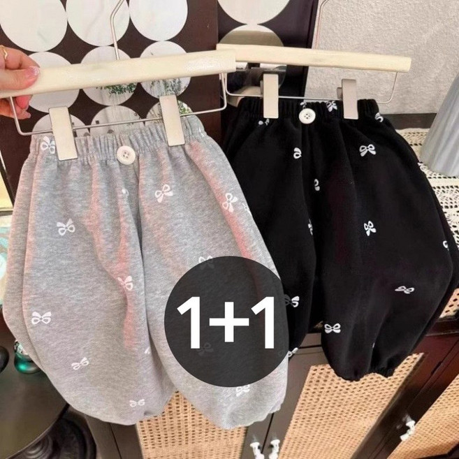 구빠방 아동 리본 자수 밴딩 조거 팬츠 세트