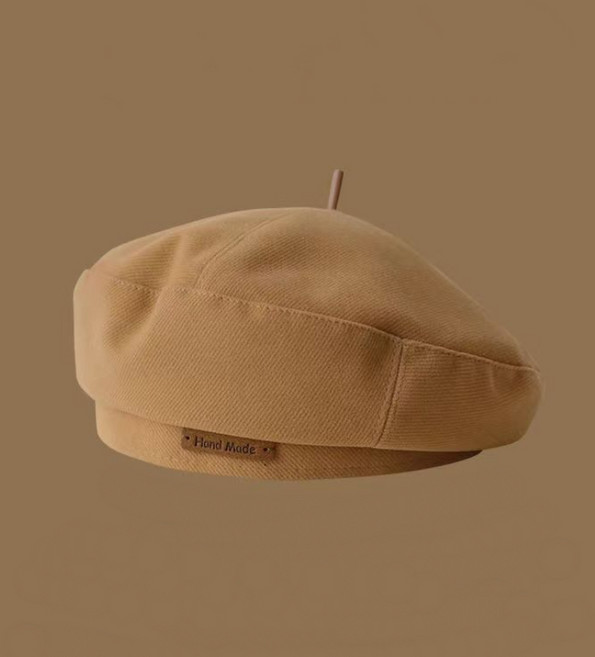 에쉬울프 여성 고급스러운 울 무지 빵모자 꼭지 베레모