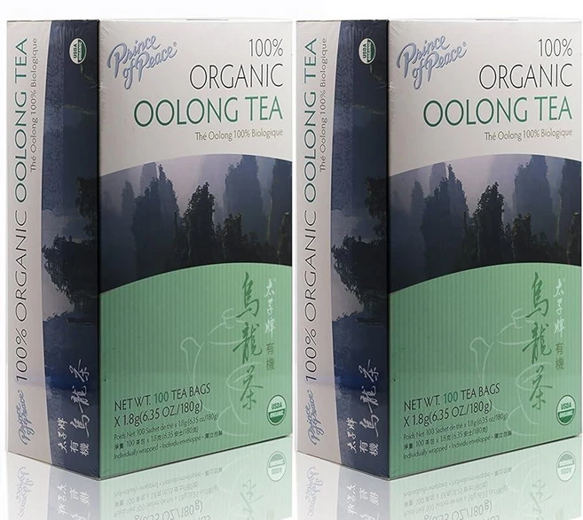 Prince of Peace 유기농 우롱차 2팩 - 각 티백 100개 - 100% 유기농 홍차 - 무가당 홍차 - 커피의 저카페인 대체품 - 허브 건강 혜택, 180g - 쿠팡
