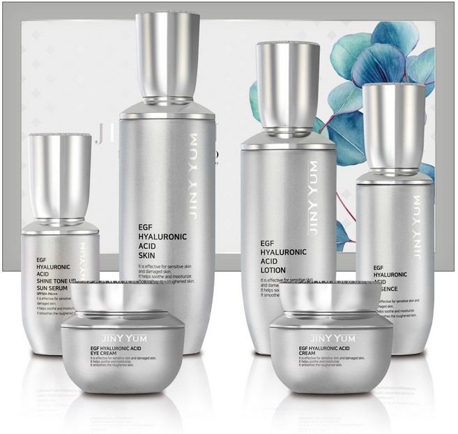 지니윰 이지에프 히알루론산 6종 세트 여성 스킨로션 피부 건조 미백 주름개선 기능성 수분 보습 기초 화장품 세트, 1세트