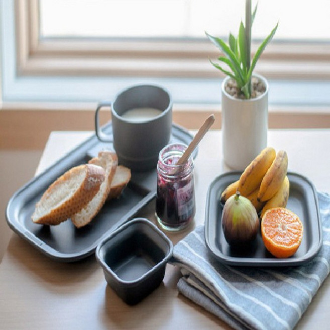 올디너리 테이블 데일리 브런치 식기 세트 (트레이+스프컵+소스볼+사각접시), 빈티지 아이보리, 1개