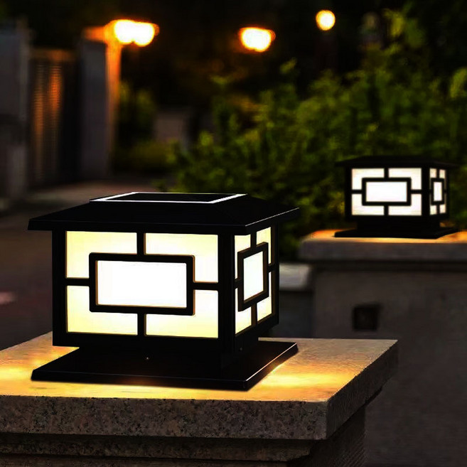 태양광정원등 가정용방수 문주등 정원등 별장 대문기둥 외곽벽등 태양열 LED 조명, ABS 블랙 15CM(2색광)