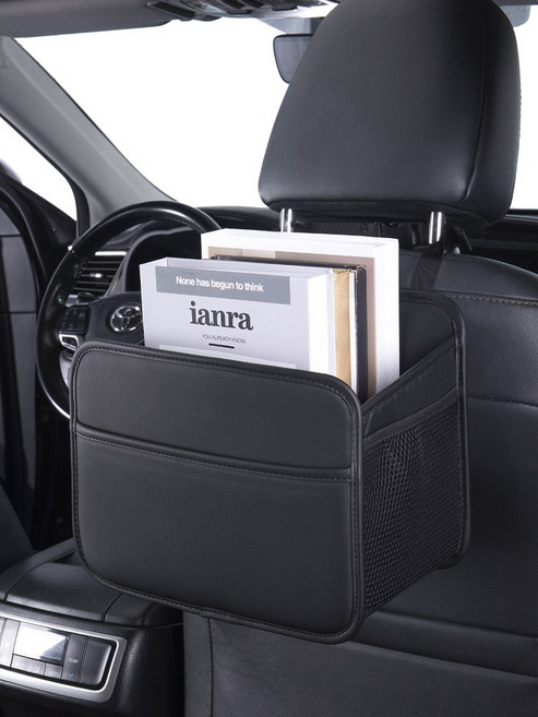 자동차 의자 등받이 포켓 차량용 책꽂이 본 문서 수납함 인테리어 대전, 02. 업그레이드 PLUS 버전  나파패턴  블랙, 기본, 1개