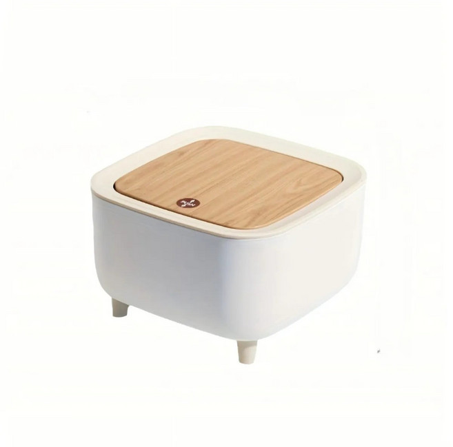 북유럽 미니멀 우드톱 미니 쓰레기통 화이트 탁상용 사무실 욕실 다용도 휴지통, 하양