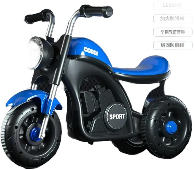 CORGI 兒童三輪滑行車, 699藍色 音樂燈光 送電池工具, 61*22*45cm