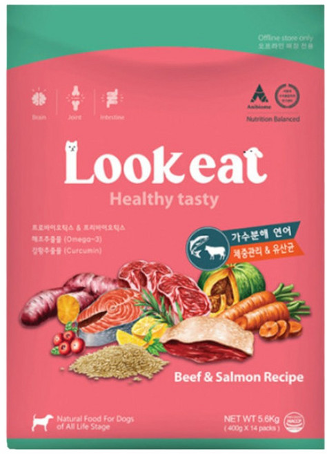 이백이몰 룩잇 포독 강아지사료, 1개, 5.6kg, 소+연어