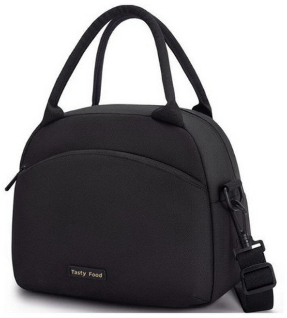 어깨에 매는 보온보냉 런치박스 도시락 가방, 블랙