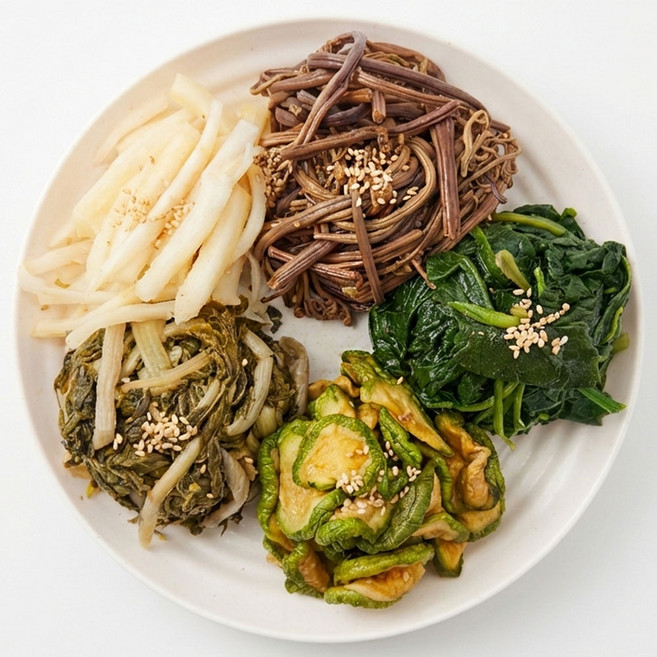 [압도적편안함] 정월대보름 오곡 비빔밥 재료 데친 나물 5종세트 비건 밀키트, 1박스, 1kg(200g x 5종)