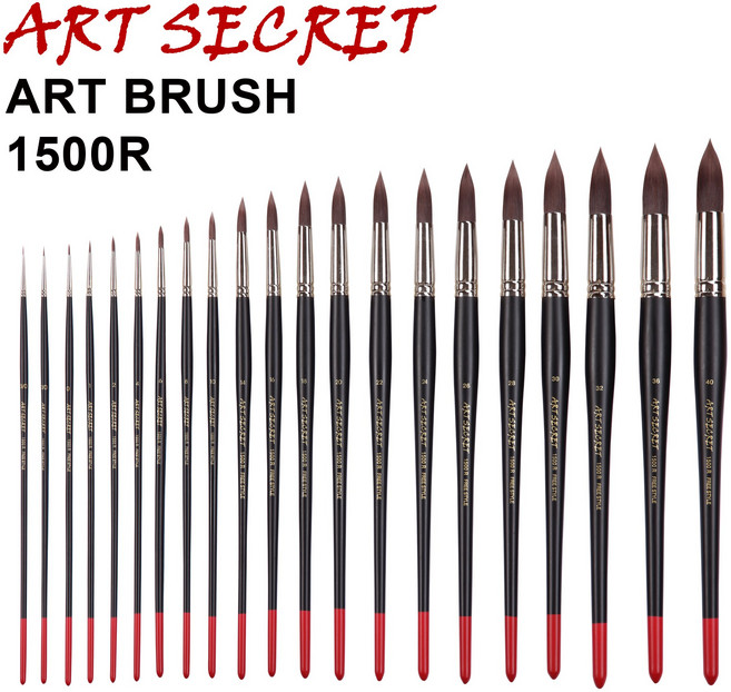 새한 아트시크릿 고급 수채화 아크릴 유화 붓 1500R, 2호