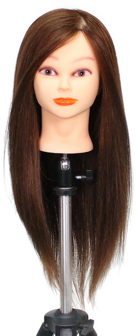 BEUGA(뷰가) 리밋 인모 90% 20인치 브라운 연습용 통가발 커트 드라이 아이롱 스타일링 미용 연습 가발, 1개