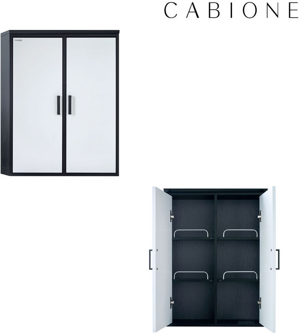 CB623 블랙&화이트 2도어상부장 인도어 카비원 여닫이욕실장 수건장 화장실수납장, 1개, 1개