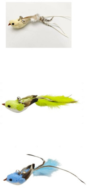 아크배라 고양이 낚시대 장난감 깃털 고양이 놀이 리필 인형, 1세트, 새인형 3종