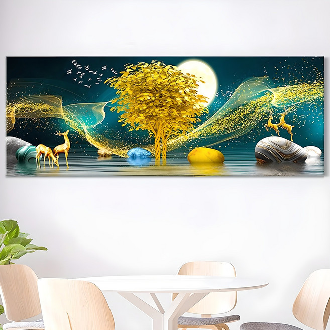 [인메이블] 돈들어오는 황금 돈나무 그림 거실 풍수 인테리어 대형 와이드 캔버스 액자 집들이 개업 선물, 03.건강 금전수, 캔버스액자, 대형 [160x60cm]