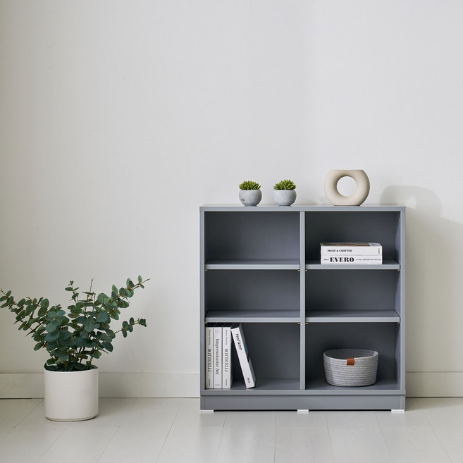 알마 이동식 EO 3단 수납 선반 아이방 서재 거실 낮은 미니 책장 H800, 그레이