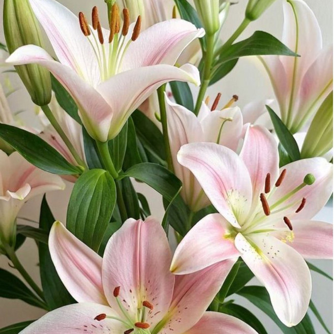 [리틀캠든] 백합꽃 시베리아 흰색 백합 생화 쉐라 핑크백합 생화배송, 1개, 쉐라 핑크 백합 3대+그린소재