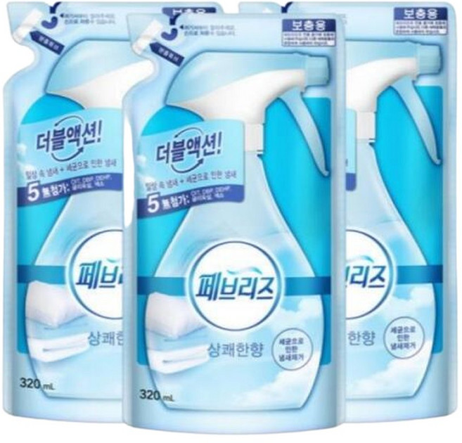 페브리즈 상쾌한향 보충형 리필 320ml x 3개