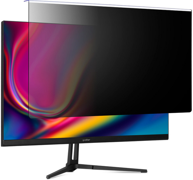 지클릭커 거치식 보안필름 프라이버시 눈부심 방지 UV차단 보안기 정보보안 블루라이트 차단 거치형 모니터 필름, 1개, 24인치 (560x350mm)