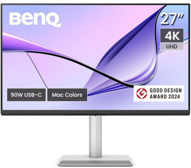 벤큐 MA270U 27인치 4K 3840x2160 모니터 맥북 프로/에어용 듀얼 USB-C 90W 전력 공급 맥 컬러 매치 USB 허브 맥용 밝기 및 볼륨 조절 높이 기울기 가, 32" 4K | 90W USB-C | Mac Color, 1개